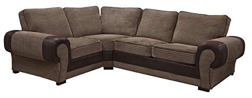 Sofas and More Big Corner Sofa Suite Tango 3+2 Armchair Jumbo Cord Brown (Left Hand Corner)