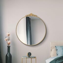 "MirrorOutlet The Crown - Solid Gold Metal Framed Decorative Classic Round Circular Wall Mirror 39"" X 39"" (100CM X 100CM) Silver Mirror Glass Ready to Hang.…"