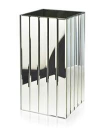 "Serene Spaces Living Tall Gatsby Mirror Strip Vase - Great Gatsby Inspired Luxe Glass Vase with Bevel Edged Mirror Strips, Use for Home Décor, Event Centerpieces and Much More, 6 ¼"" SQ x 12 ½"" H"