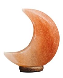 Premier Housewares Moon Pink Natural Salt Lamp Elegant Crescent Shape Desk Lamp with Calming Pink Glow Pink Lamp Wooden Base 23 x 19 x 9 cm