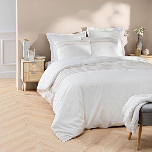 Douceur d'Intérieur, Opera 3-Piece Bed Linen Set (240 x 220 cm) 100% Cotton with Dyed Embroidered Thread