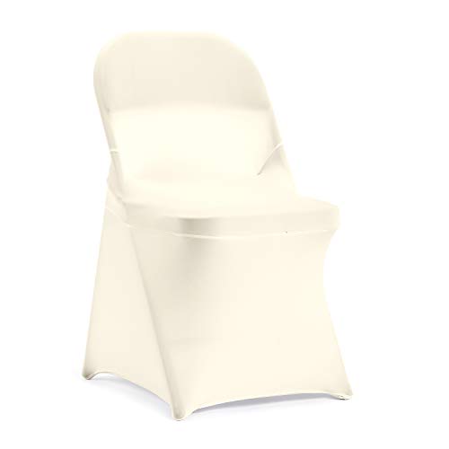 Peomeise Stretch Spandex Folding Chair Cover for Wedding Party Dining Banquet Event (6, Ivory)