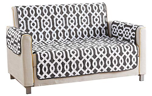 Quick Fit Ashmont Home Reversible Waterproof Microfiber Loveseat Cover in Grey