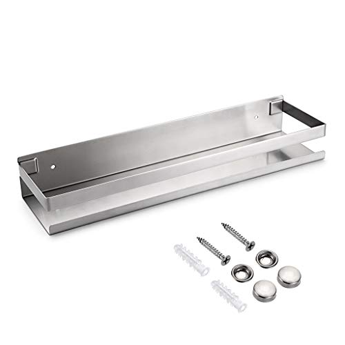 OwnMy Bathroom Shower Shelf Stainless Steel Bath Kitchen Basket Shower Caddy Rack, Rustproof Metal Bathroom Storage Floating Shelves Wall Mounted Shower Corner Rectangular Shelf - 16 Inch Silver