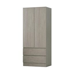 FWStyle Modern Scandinavian 2 Door 2 Drawer Combination Bedroom Wardrobe Rustic Brown Oak No Handles…