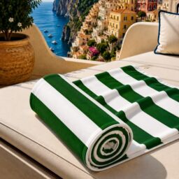 PETTI Artigiani Italiani - Microfibre Beach Towel, Beach or Pool Towel, Beach Towel, Large 90 x 180 cm, Dark Green Stripes