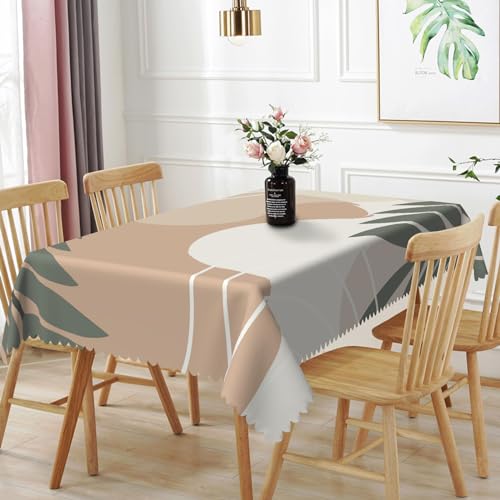 TTQYFNM 60x120inches Abstract Boho Mid Century Tablecloth Modern Geometric Minimalist Simple Art Tropical Leaf Table Cloth Waterproof and Stain Resistant Table Cover for Kitchen Dining Room Picnic