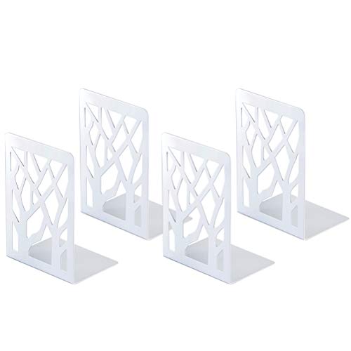 Book Ends, Bookends, Bookends for Shelves, Bookend, Book Ends for Heavy Books, White Metal Book Shelf Holder Home Decorative, Book Stoppers for Shelves, Bookend Supports 2 Pair
