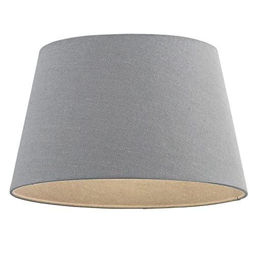 National Lighting Modern Lampshade Grey Linen Effect Fabric Lampshades - 8-Inch Tapered Light Shade - 40W 240V Incandescent or LED E14 Golf (Not Included)