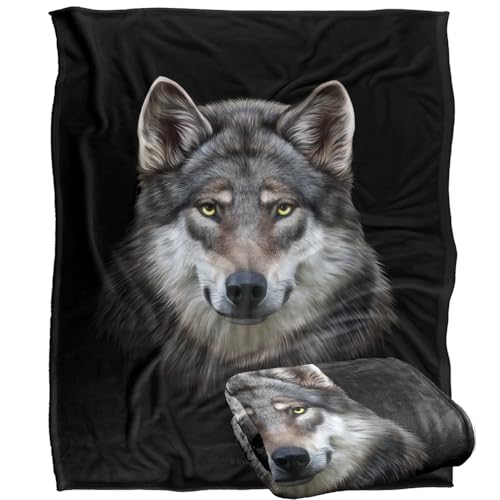 Jq Licensing - En Grey Wolf Head Silky Touch Super Soft Throw Blanket 152 X 127 Cm