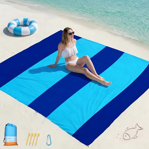 "Famstar Beach Blanket Oversized Extra Large 78"" X 81"",Waterproof Sandproof Beach Blanket 1-7 Adults Lightweight Durable for Travel Camping Hiking Picnic"