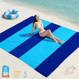 "Famstar Beach Blanket Oversized Extra Large 78"" X 81"",Waterproof Sandproof Beach Blanket 1-7 Adults Lightweight Durable for Travel Camping Hiking Picnic"