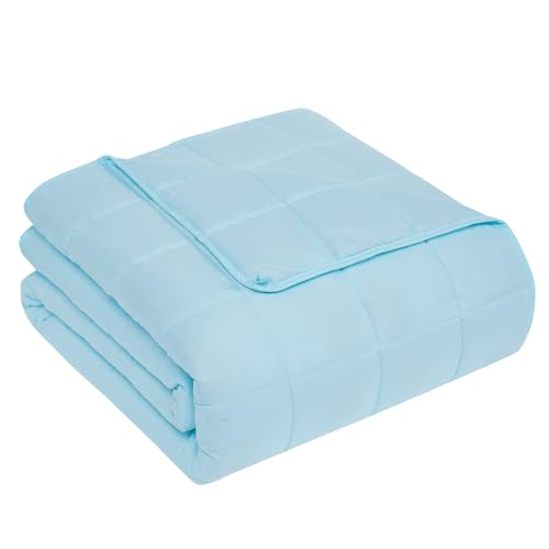 "CuteKing Weighted Blanket for Adults: Weighted Blanket with Premium Glass Beads - Breathable Heavy Blanket for Comfort Sleep - Thick Blanket for Adult All Season (20lbs, 48""x72"", Light Blue)"