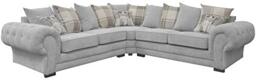Corner Sofa Verona Fabric Grey Brown Cream Designer Scatter Cushions Living Room Furniture (Light Grey)