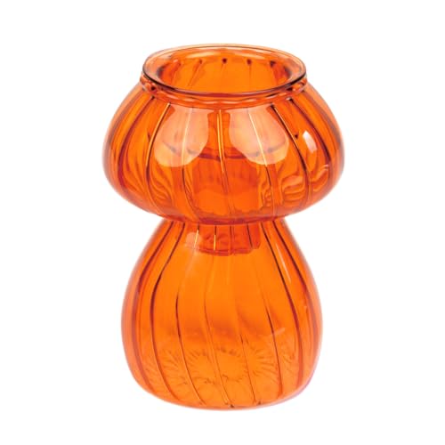 Talking Tables MUSHORG Mushroom Shaped Glass Candlestick Holder, Bud Vase, Orange, 11.5cm Size