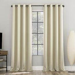 "Sun Zero Nordic 2-Pack Theater Grade Noise Reducing Extreme 100% Blackout Grommet Curtain Panel Pair, 52"" x 63"", Cream"