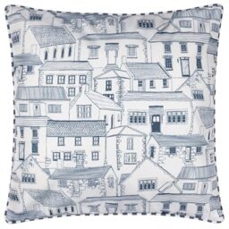 furn. Wylder Abersoch Town Cushion Cover – Reversible Outdoor Water Resistant Coastal House Piped Edge Decorative Case (Sail Blue - 45x45cm)