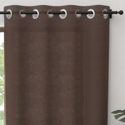 Soleil d'ochre Pure Cotton Eyelet Curtain 135 x 250 cm Panama Brown