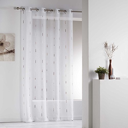 Douceur d'Intérieur, Natural Chenille Eyelet Curtain 140 x 280 cm