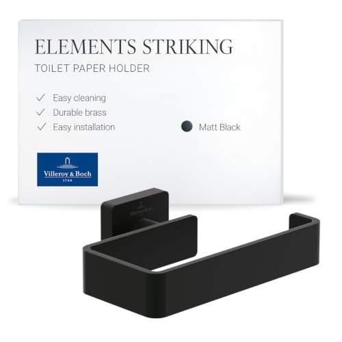 Villeroy & Boch Elements - Striking toilet roll holder without cover, for wall installation, brass, square, Matt Black