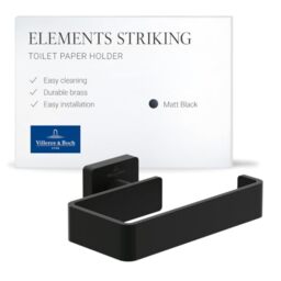 Villeroy & Boch Elements - Striking toilet roll holder without cover, for wall installation, brass, square, Matt Black