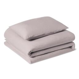 Amazon Basics 2-Piece Brushed Microfibre Single Duvet Cover Set, Extra Soft Bedding, Relaxed Lived-In Look with Natural Creases, No Ironing Required, 135 x 200 cm & 1 Pillowcase 50 x 80 cm, Purple