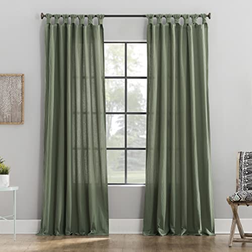 "Archaeo Washed Cotton Twist Tab Curtain, 52"" x 95"", Moss Green"