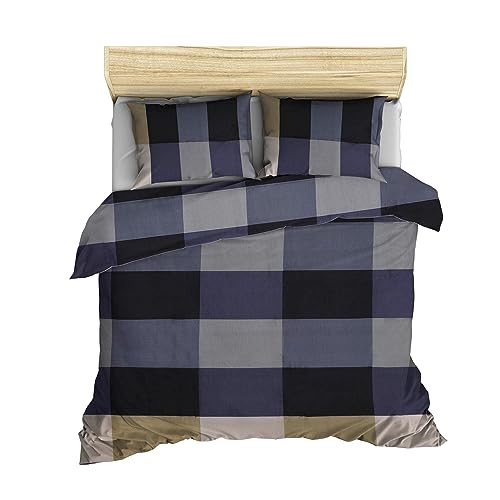 Duvet Cover Set + 2 Pillowcases 240x220 Grey White Black Purple Cream