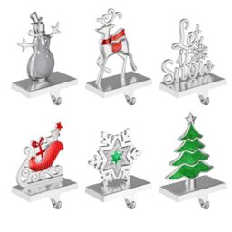 Christmas Stocking Holders for Mantle, 3D Rotating Snowflake Stocking Hangers, Sturdy Snowflake Santa Deer Tree Stocking Hangers Christmas Ornaments for Tables Window Fireplace Home Decoration (6)