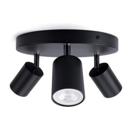 Integral LED Siena 3 Way Round Base GU10 LED Spotlight - Modern Indoor Ceiling Light Fitting - Adjustable and Rotatable - Ideal for Living Room, Bedroom and Kitchen – Premium Matt Black Finish