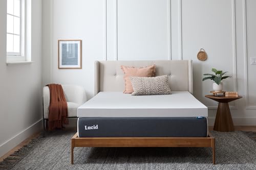 LUCID 4 Inch Bamboo Charcoal Memory Foam Mattress Topper - Full