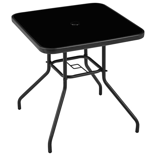 Yaheetech Square Patio Garden Dining Table, 70x70x73.5cm, Black