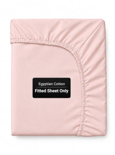 Good Sleep Bedding Queen Fitted Sheet - 1000 Thread Count Egyptian Cotton, Soft & Breathable - 16 Inch Deep Pocket - Blush