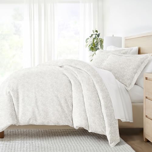 Linen Market Duvet Cover Set, Coarse Paisley Light Gray, Twin/Twin XL