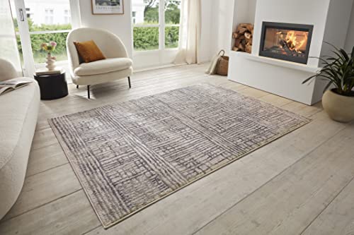 Hanse Home Sole Living Room Rug - Short Pile Modern Abstract Mottled Used Look in Vintage Style, Oeko-Tex Living Room Rug for Dining Room, Children's Room, Teenager's Room, Hallway - Cream Grey, 120 x