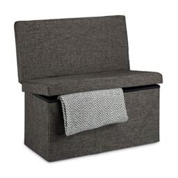 Relaxdays Folding Storage Ottoman with Seat Back Size Large 73 x 76 x 38 cm Bench with Storage Space Sturdy Linen Stool with Removable Lid, Brown