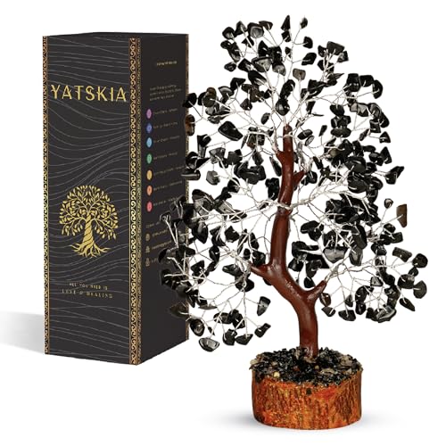 YATSKIA Black Tourmaline Crystal - Bonsai, Money, Tree of Life Decor, Chakra Tree of Life, Energy Gifts for Women, Crystals and Gemstones