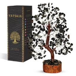 YATSKIA Black Tourmaline Crystal - Bonsai, Money, Tree of Life Decor, Chakra Tree of Life, Energy Gifts for Women, Crystals and Gemstones