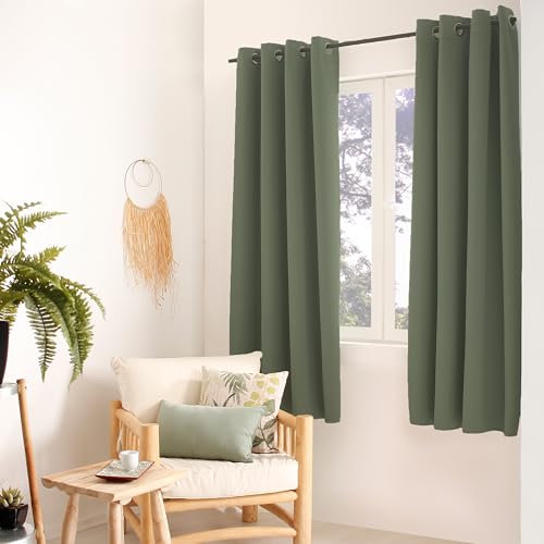 ED ENJOY HOME Thermal Blackout Curtain 135 x 180 cm, Metal Eyelets, Anti-Heat, Anti-Cold, for Bedroom and Living Room