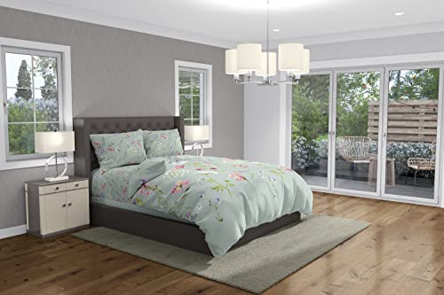 DILIOS Single Bedding Set, Vintage look, 100% Cotton, Duvet Cover 140x200 cm + Pillowcase 50x75 cm, Green Mint