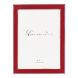 Lawrence Frames Silver Plated Metal with Red Enamel Picture Frame, Red, 5x7