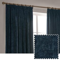 Yard Heavy Chenille Pencil Pleat Curtain Pair (Navy, 229 x 137 cm)
