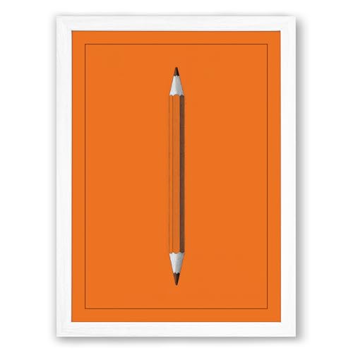 Centered Pencil Minimalist Framed Wall Art Print A1 (84.1×59.4cm) White, Wall Decor for Living Room, Bedroom, Office & Home, Ready to Hang, Art Gift