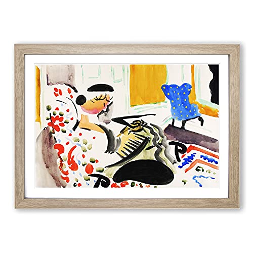 Woman On Chair Vol.1 by Henry Lyman Sayen Framed Print - A2 Oak Framed Wall Art - Ready to Hang - Modern Nature Picture - Living Room Bedroom Lounge Office