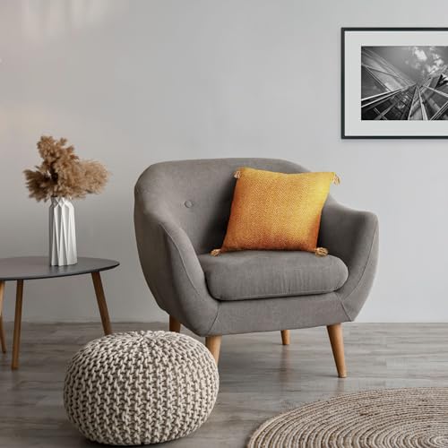 Emma Barclay Herringbone - Recycled Cotton Cushion Cover (Ochre Yellow)