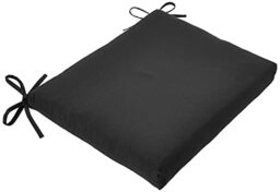 "Pillow Perfect Fresco Solid Indoor/Outdoor Patio Seat Cushions Plush Fiber Fill, Weather and Fade Resistant, Square Corner - 16"" x 18.5"", Black, 2 Count"