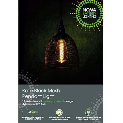 NOMA Black Mesh Kate Pendant with Bulb – Ambient Hanging Light Fixture, Stylish and Functional, (Pack of 1)