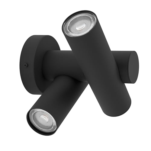 Eglo LED Outdoor wall Light Fossignano, Porch lamp with Adjustable spot, Outside Lighting, Black Aluminium, Warm White, IP44