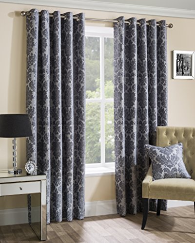Sundour Park Lane Curtains, Polyester, Silver, 66 x 90-Inch