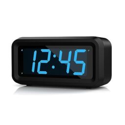 KWANWA Alarm Clock, Digital Clock Battery Operated with Big 1.2'' LED Time Display,Adjustable Brightness,12/24Hr,Portable Cordless,Alarm Clocks Bedside for Travel/Wall/Shelf/Desk (Blue display)